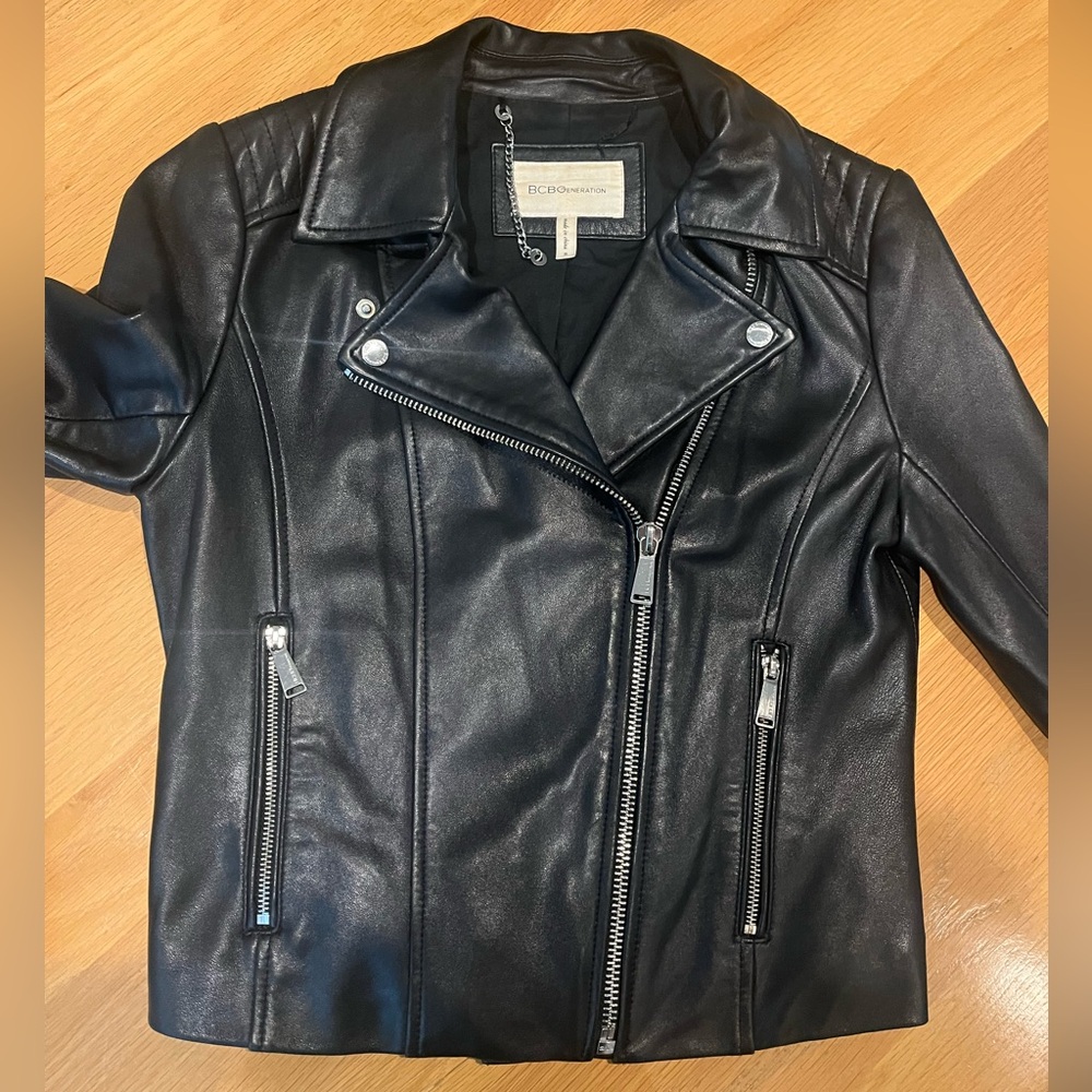 Bcbgeneration Black Leather Jacket Size Small - image 2